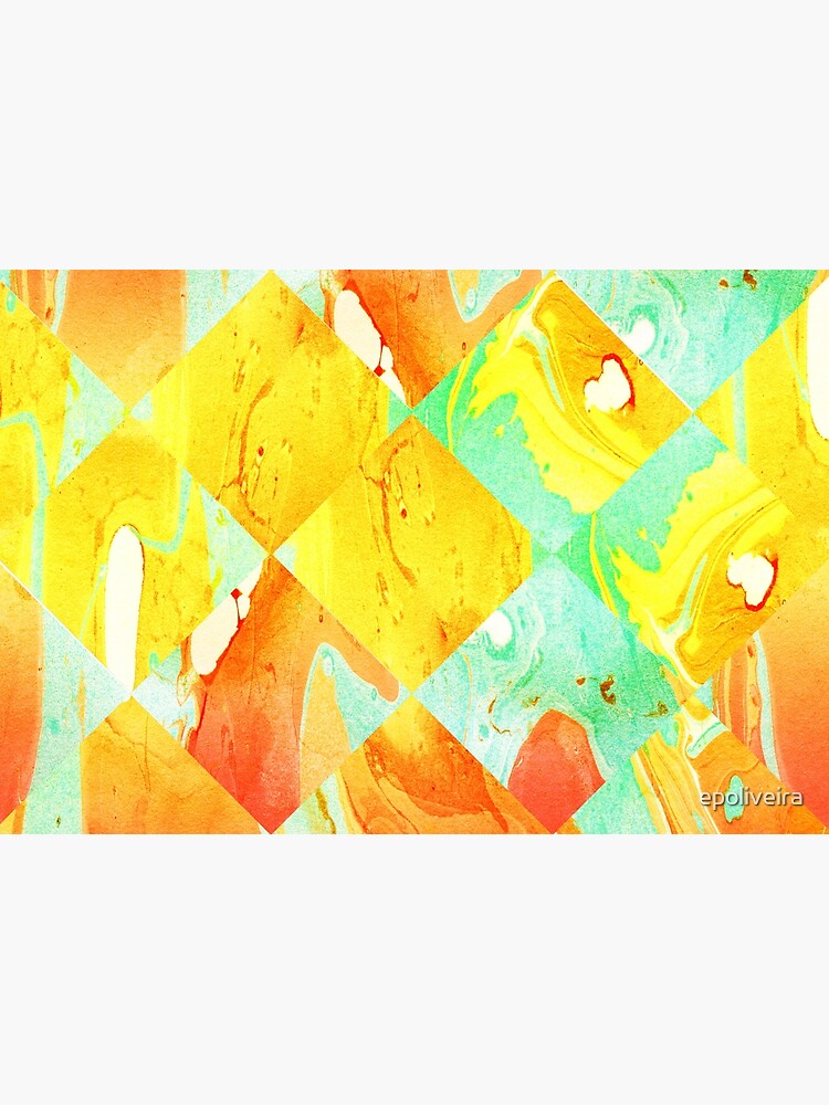 Yellow Orange and Green Colorful Abstract Geometric Marble Pattern by epoliveira