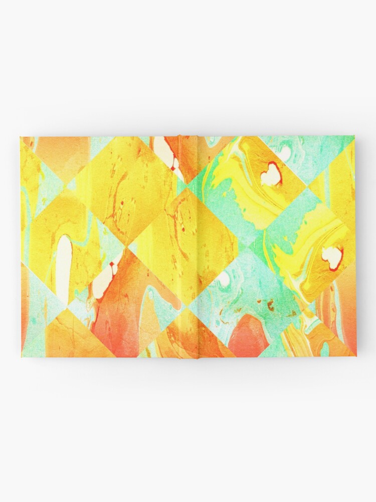Alternate view of Yellow Orange and Green Colorful Abstract Geometric Marble Pattern Hardcover Journal