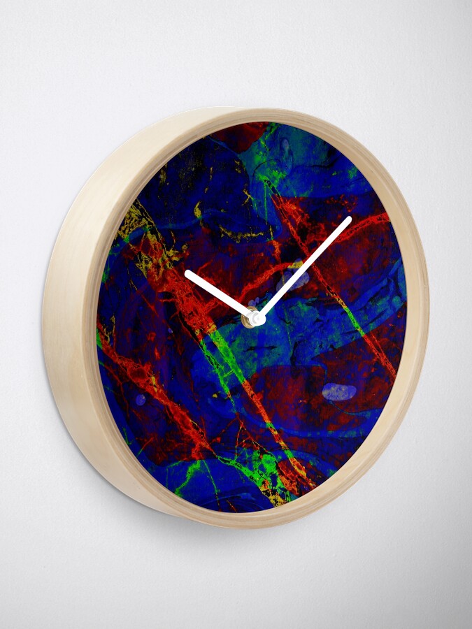 Alternate view of Colorful Red Blue Marble Pattern Clock