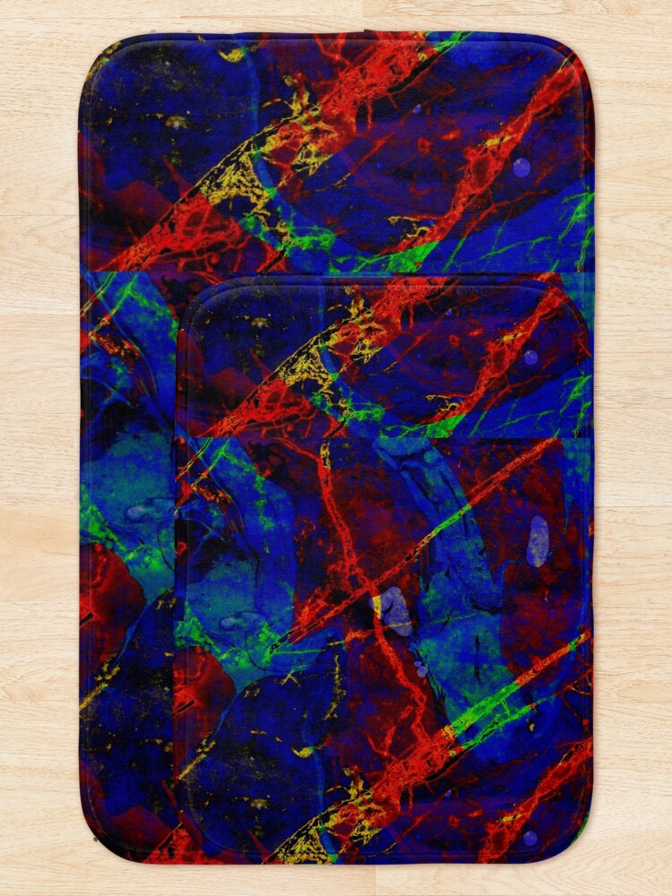 Alternate view of Colorful Red Blue Marble Pattern Bath Mat