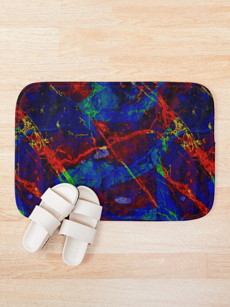 Alternate view of Colorful Red Blue Marble Pattern Bath Mat