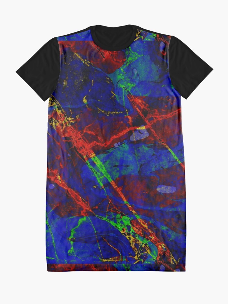 Alternate view of Colorful Red Blue Marble Pattern Graphic T-Shirt Dress