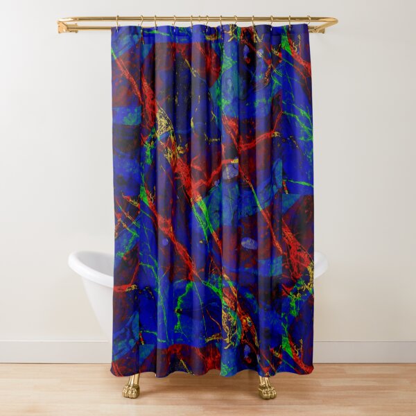 Colorful Red Blue Marble Pattern Shower Curtain