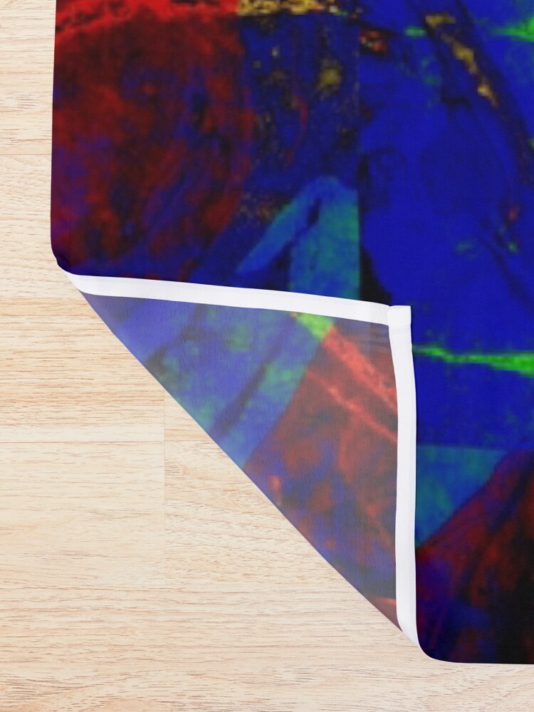 Alternate view of Colorful Red Blue Marble Pattern Shower Curtain