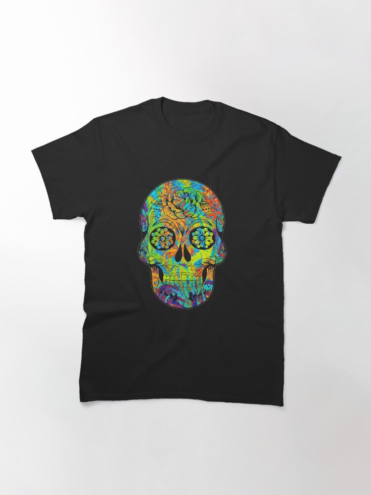 Alternate view of cool floral skull art Classic T-Shirt