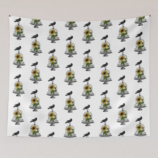 Item preview, Raven on Birdcage with Sunflower designed and sold by 13Moons.