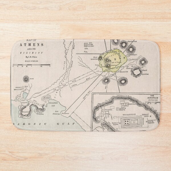 Item preview, Ancient Athens Greece Vintage Map (1901) designed and sold by BravuraMedia.
