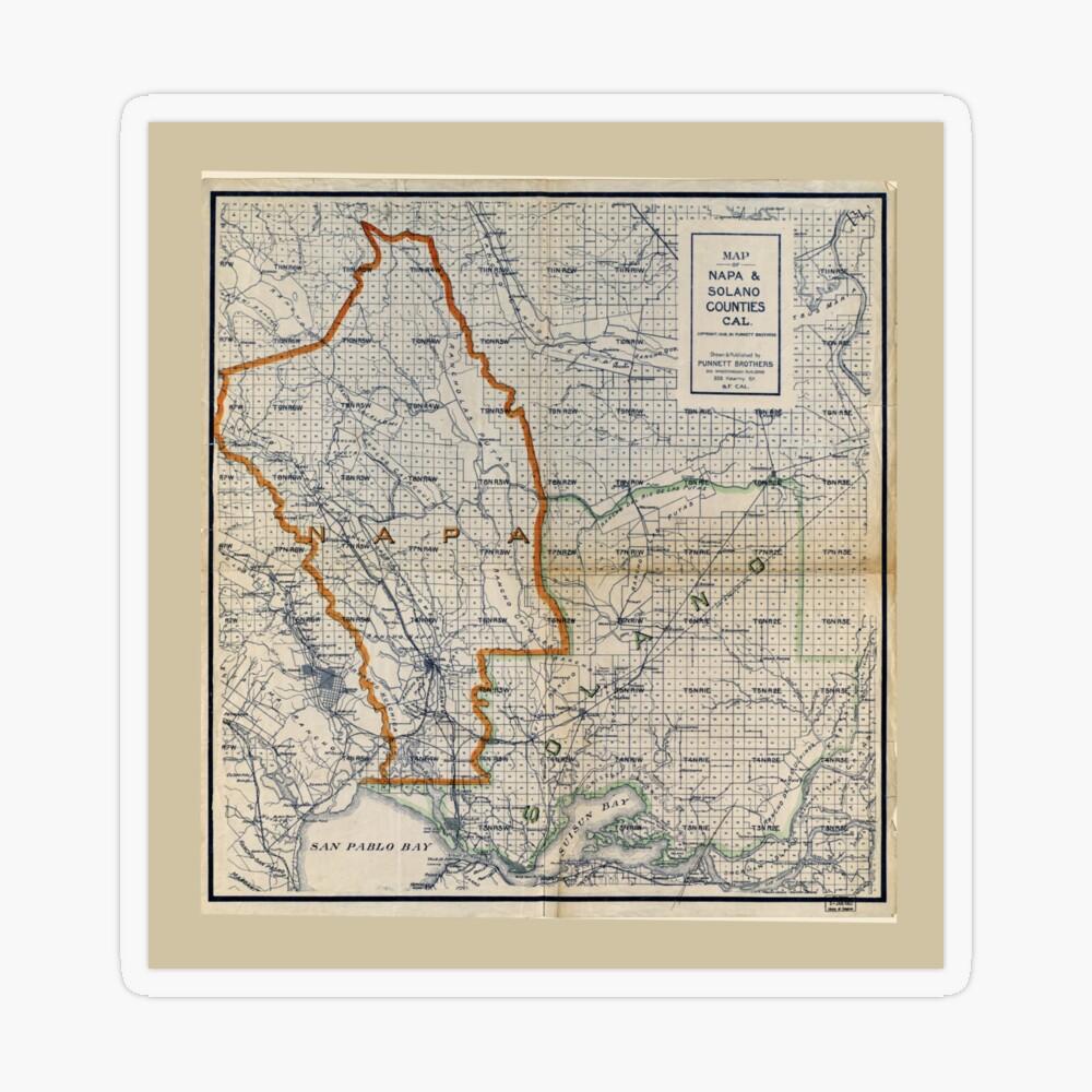 Map of Napa & Solano Counties California (1908)