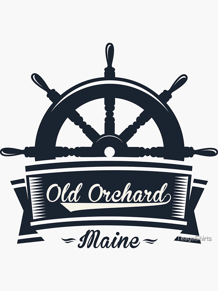 "Old Orchard Beach Maine Nautical Design with Ship's Wheel" Sticker for
