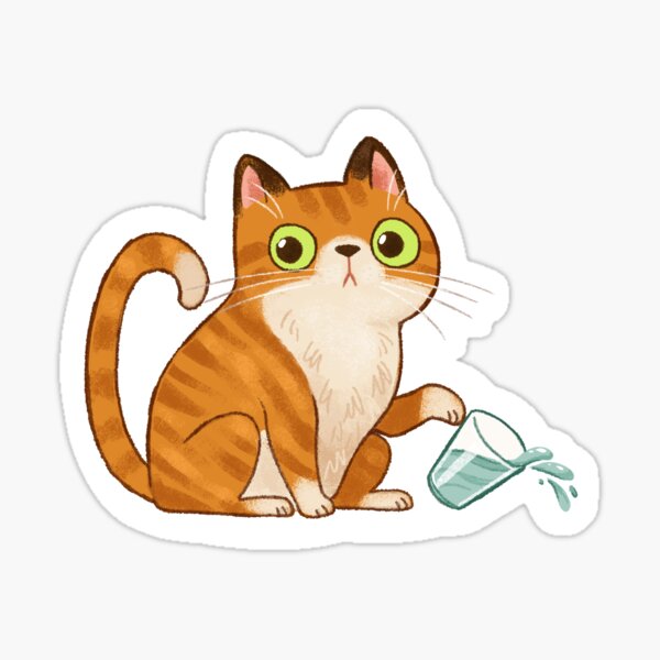 Cat tipping glass Sticker