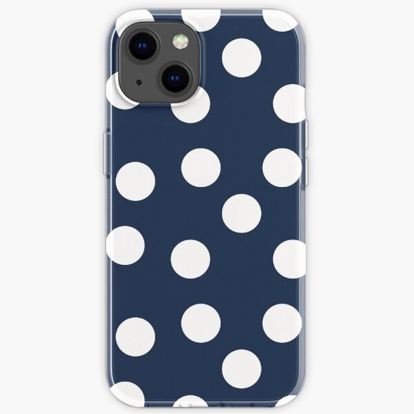 Polka dot pattern / White over navy blue / Big dots iPhone Soft Case