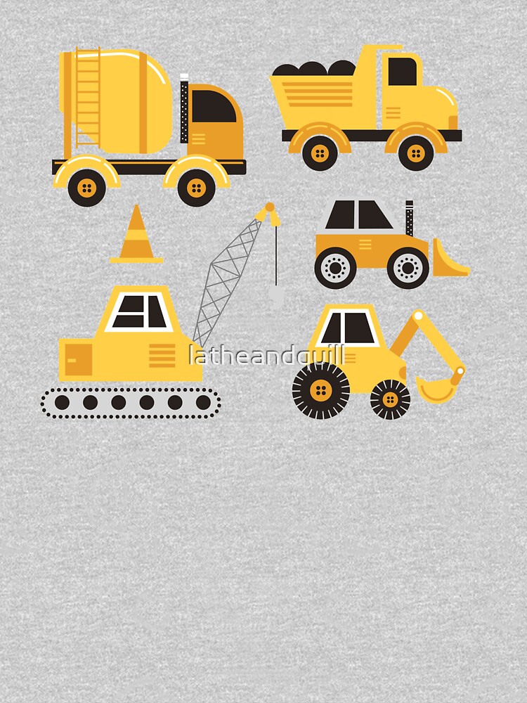 Thumbnail 5 of 5, Toddler Pullover Hoodie, Construction Trucks on Gray designed and sold by latheandquill.