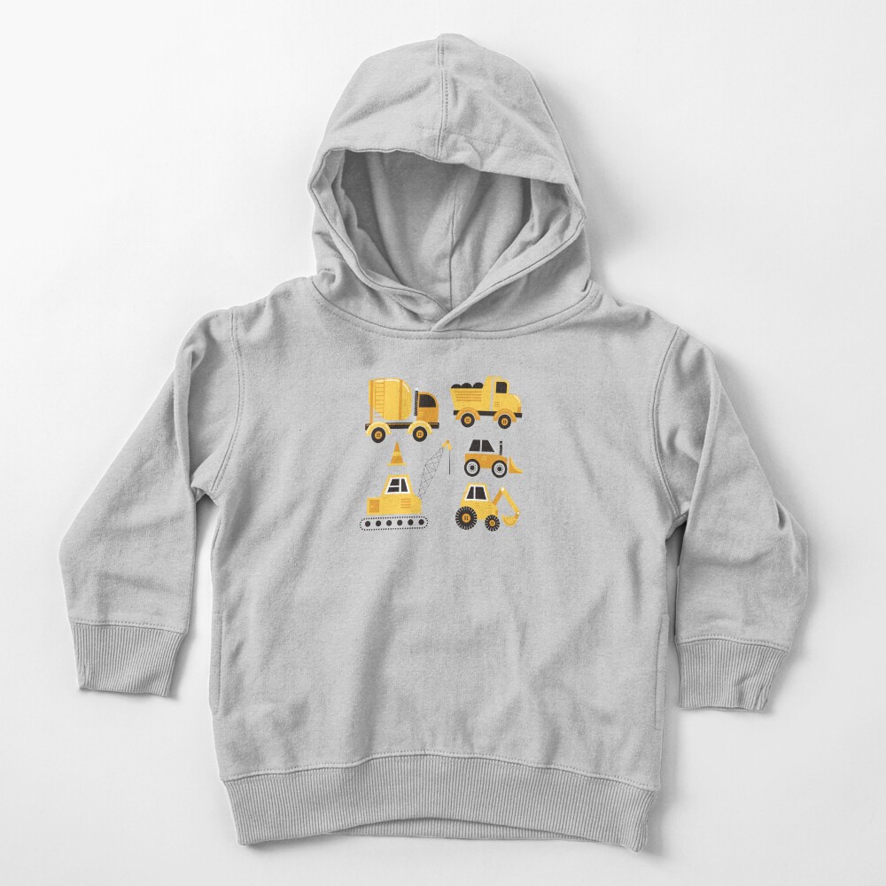 Construction Trucks on Gray Toddler Pullover Hoodie