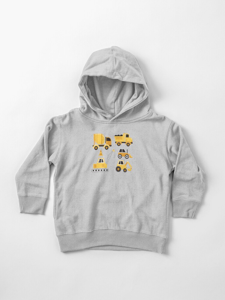 Thumbnail 1 of 5, Toddler Pullover Hoodie, Construction Trucks on Gray designed and sold by latheandquill.
