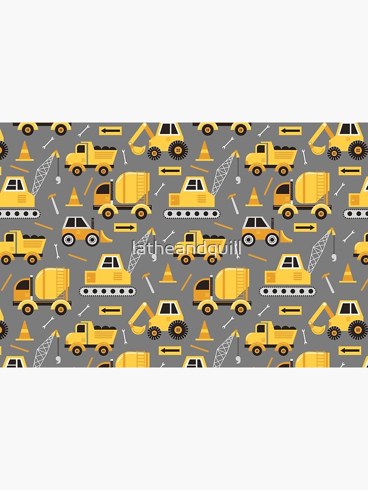 Construction Trucks on Gray by latheandquill