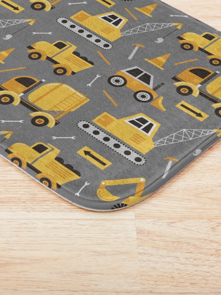 Alternate view of Construction Trucks on Gray Bath Mat