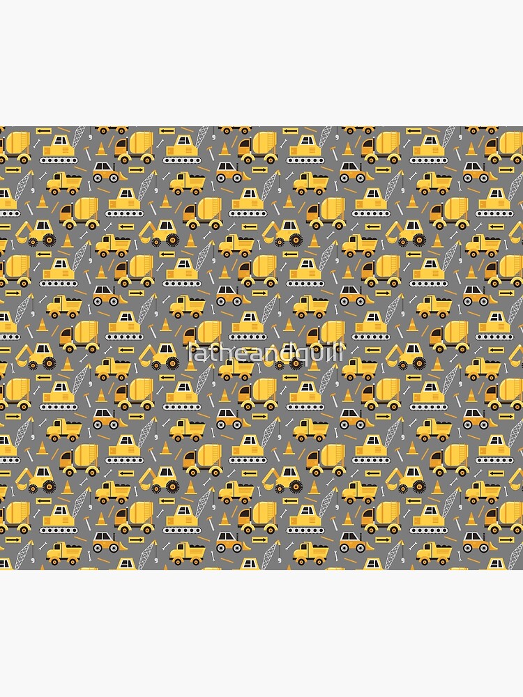 Construction Trucks on Gray by latheandquill
