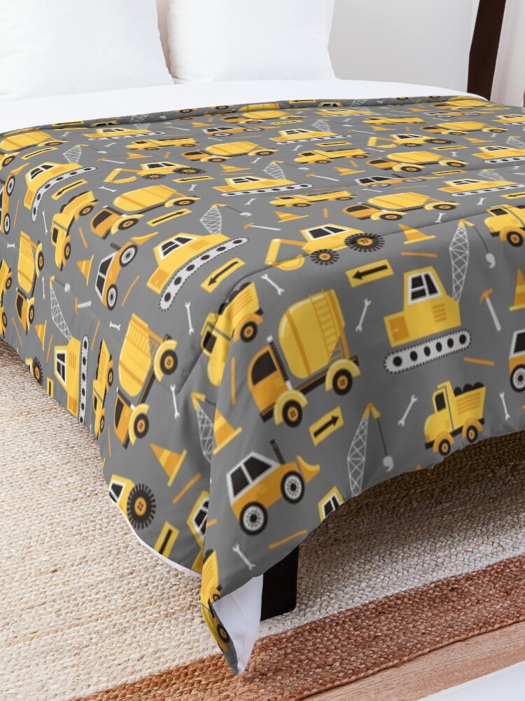 Alternate view of Construction Trucks on Gray Comforter