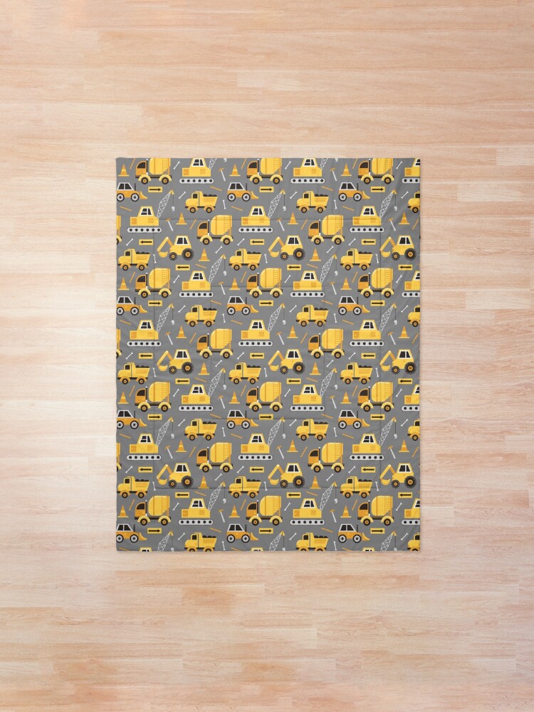 Alternate view of Construction Trucks on Gray Comforter