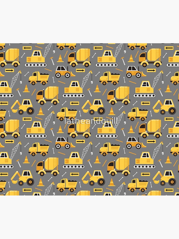 Construction Trucks on Gray by latheandquill