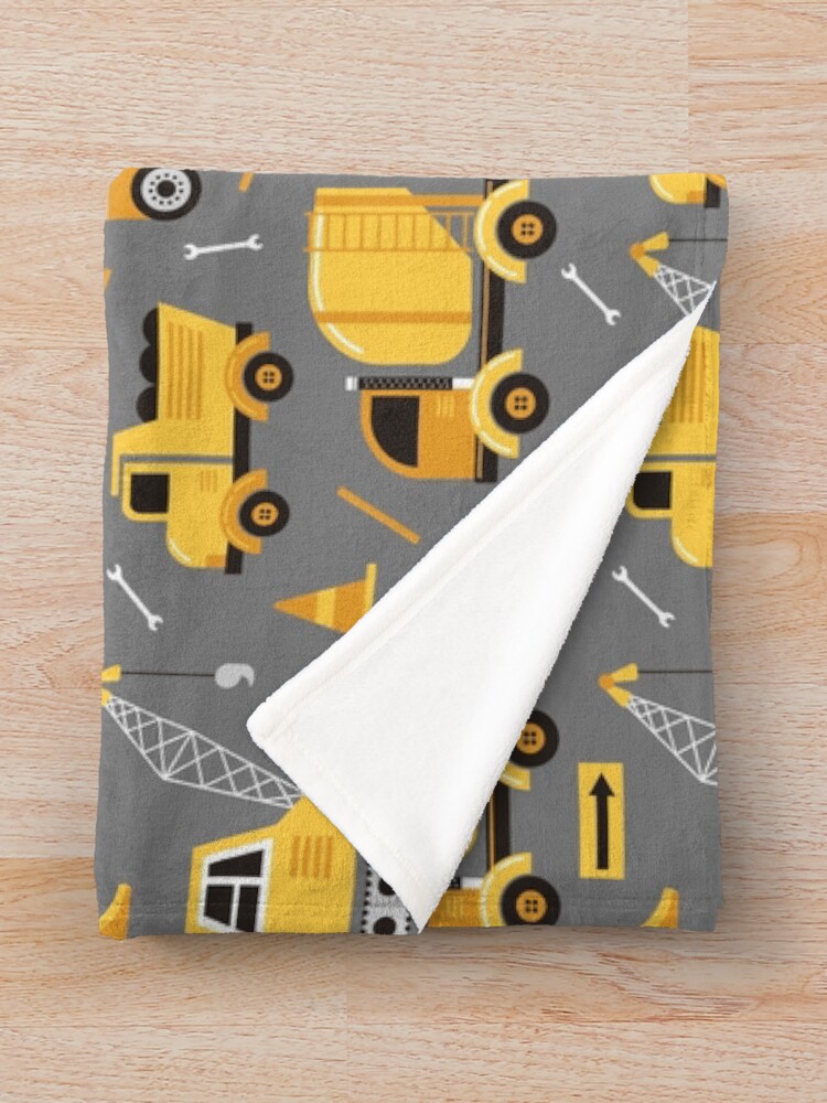 Alternate view of Construction Trucks on Gray Throw Blanket