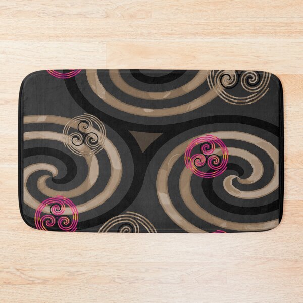 Item preview, Modern Celtic Triple Spiral Pink Brown Pattern with Black Background designed and sold by GrimalkinStudio.