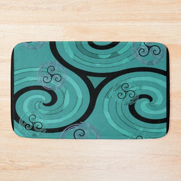 Item preview, Modern Celtic Triple Spiral Teal and Blue Pattern with Teal Background designed and sold by GrimalkinStudio.