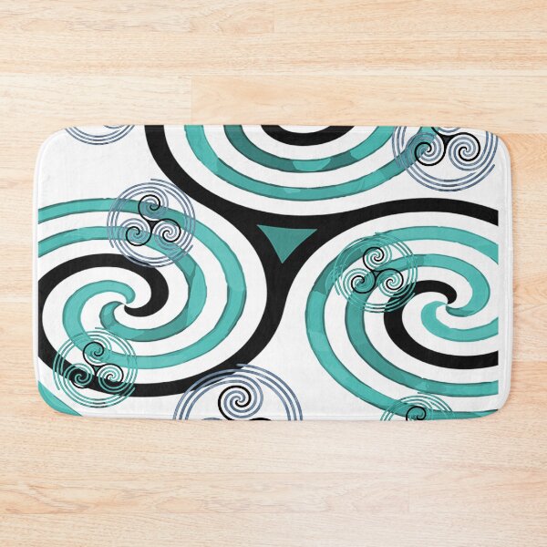 Item preview, Modern Celtic Triple Spiral Teal and Blue Pattern White Background designed and sold by GrimalkinStudio.