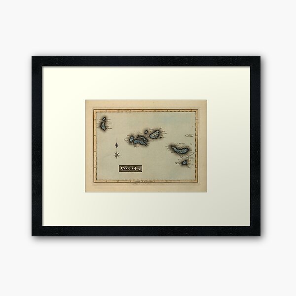 Vintage Azores Islands Map (1823) Framed Art Print