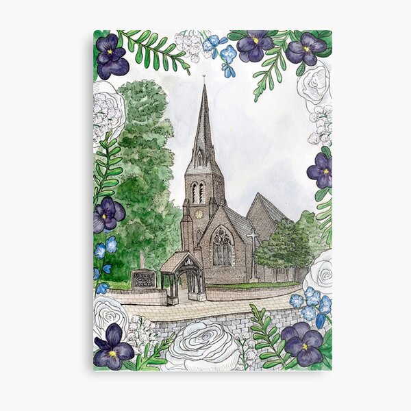 Item preview, St George's Church, Poynton with floral border designed and sold by LawandDraw.