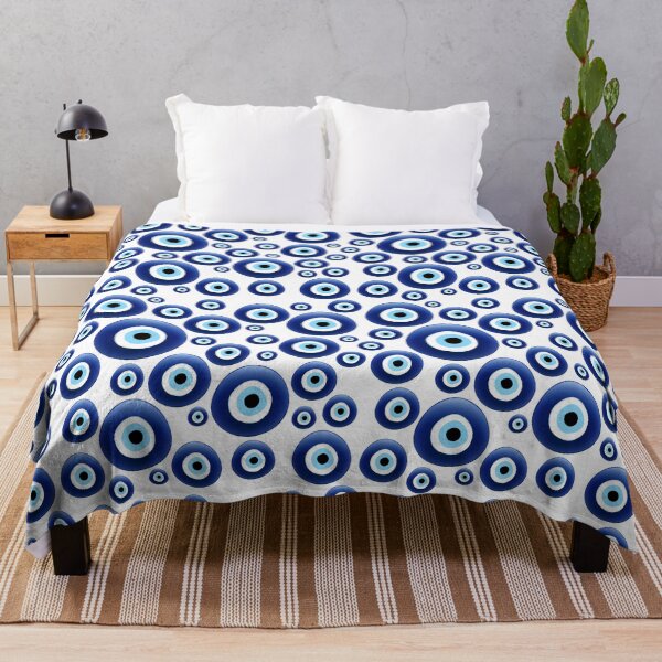 Mediterranean Evil Eye Protection Throw Blanket