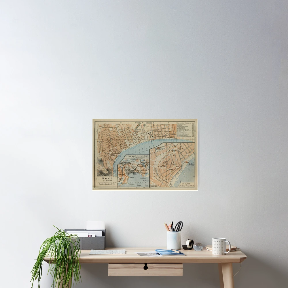 Vintage Baku Azerbaijan Map (1914)