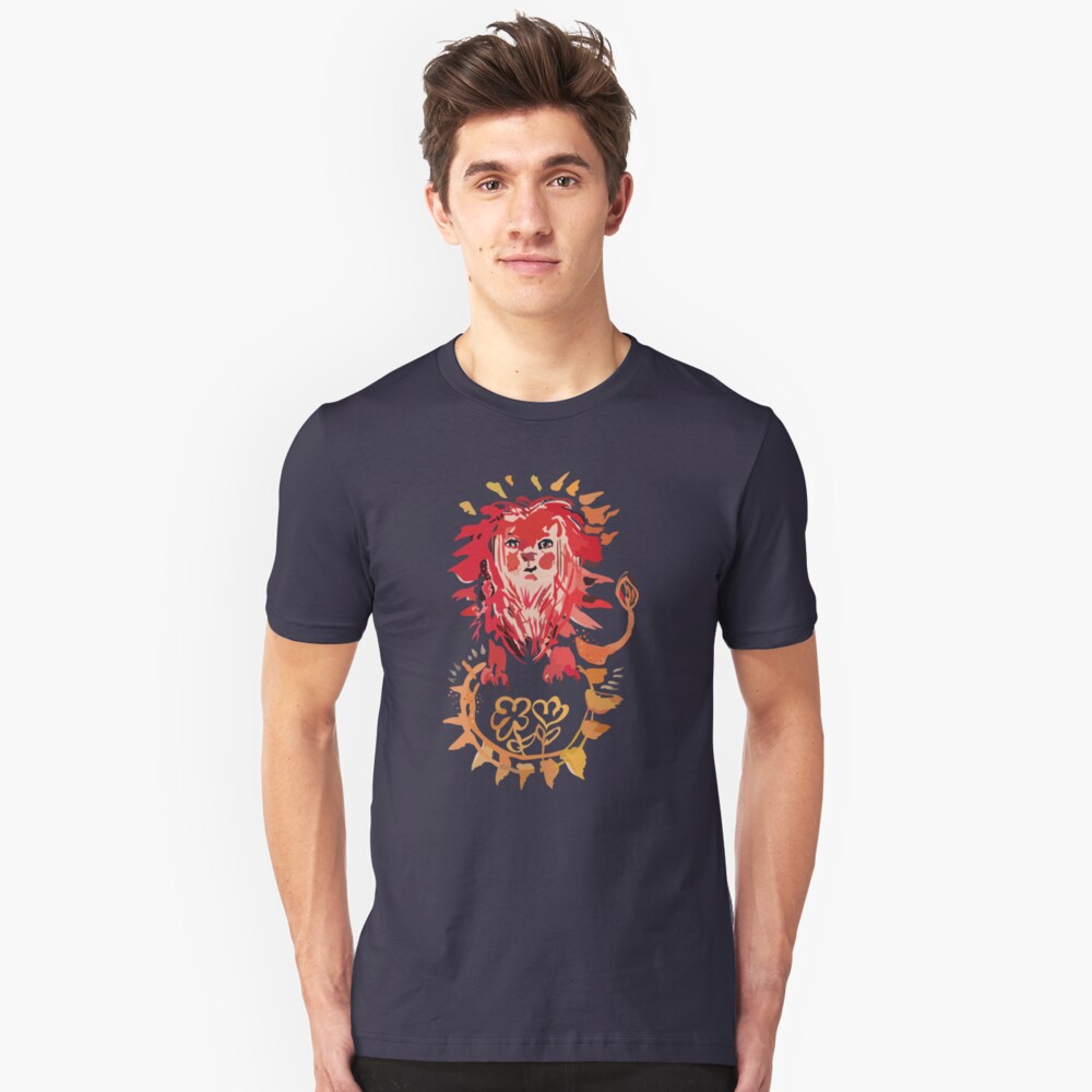 Löwe, Sonne und Blumen Slim Fit T-Shirt