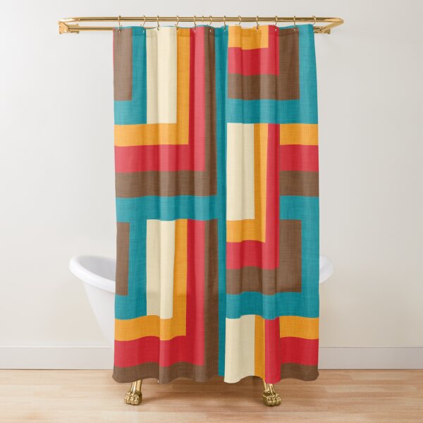 Abstract Mid Mod Cube #midcenturymodern Shower Curtain