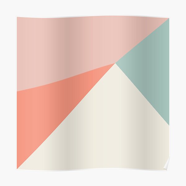 Abstract geometry in pink, coral, mint and cream Poster
