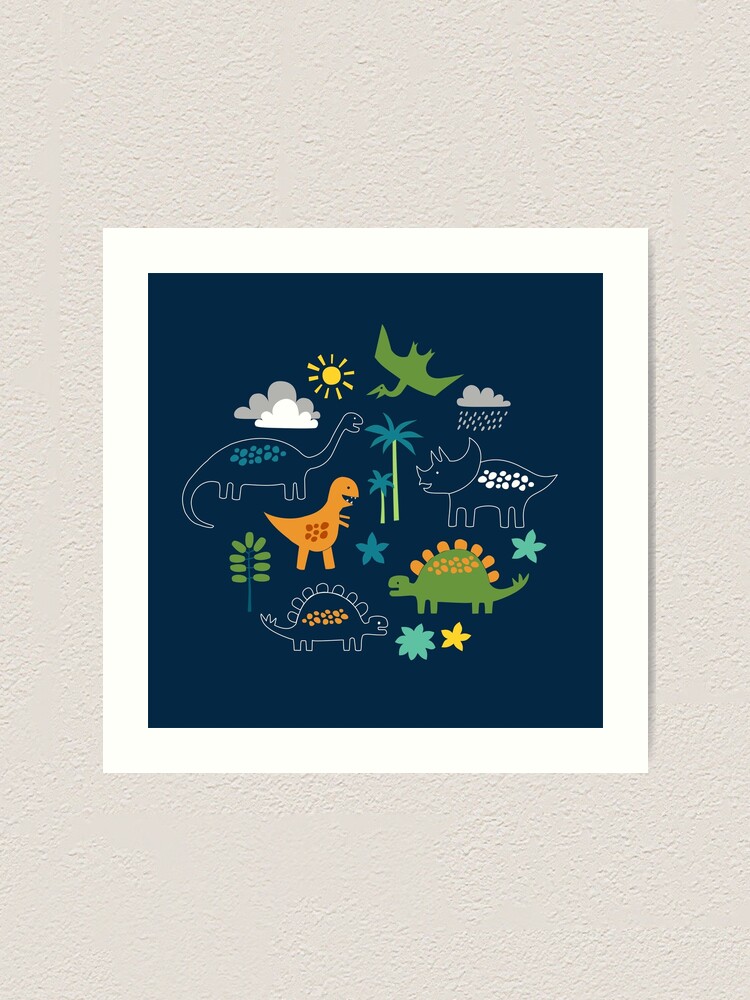 Alternate view of Dinosaur Land - cute Dino pattern by Cecca Designs Art Print
