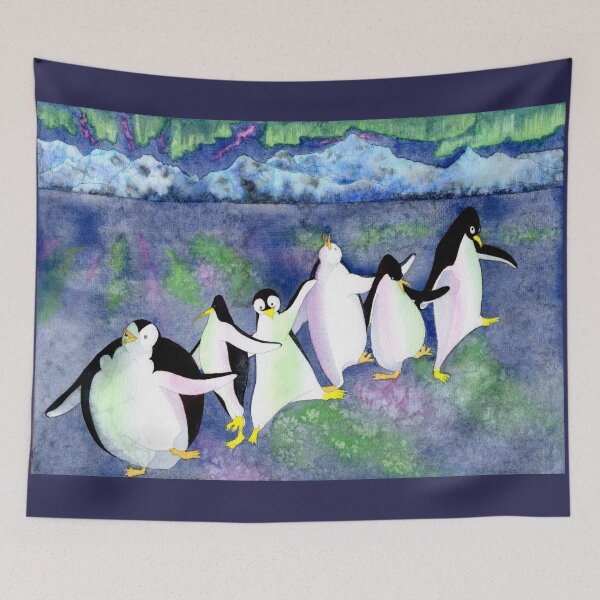 Item preview, Penguins Dancing Under the Aurora designed and sold by AuntieBetty.