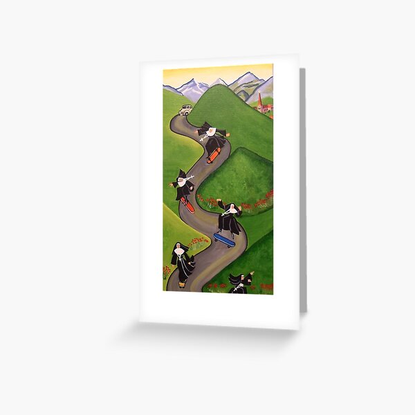 Skateboarding Nuns Greeting Card