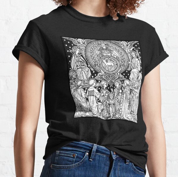 Holy Trinity 02 | Line Art | Black & White | Father Son Holy Spirit | Saints | Angels | Lamb | Dove Classic T-Shirt