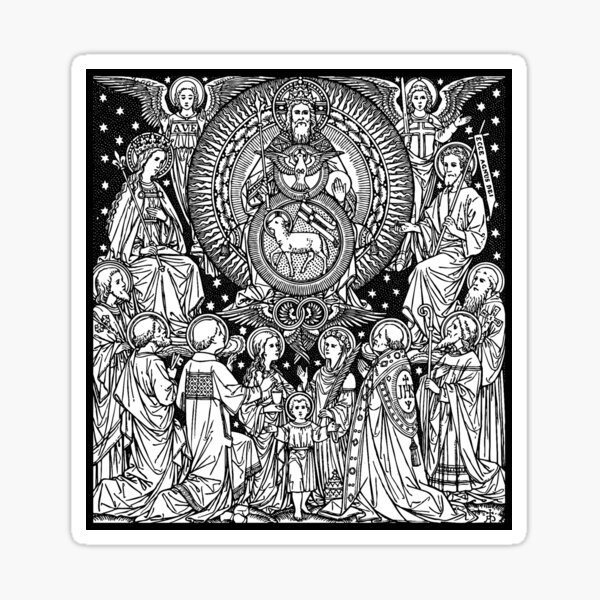 Holy Trinity 02 | Line Art | Black & White | Father Son Holy Spirit | Saints | Angels | Lamb | Dove Sticker