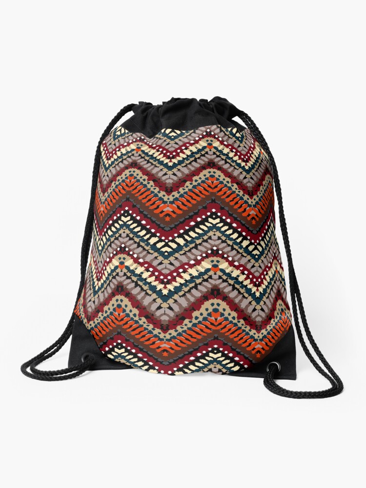 Drawstring Backpack Colorful Chevron Shoulder Bags
