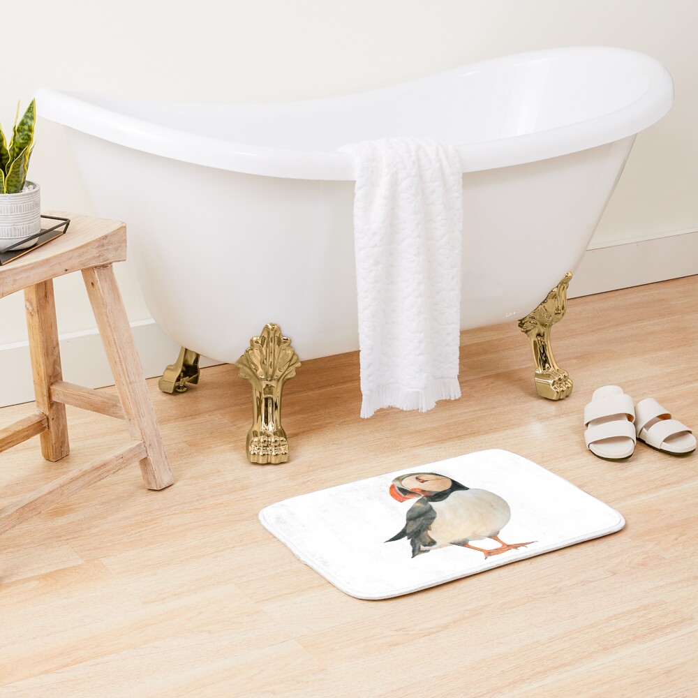 "Cute Little Puffin Bird" Bath Mat by artichromadsgns Redbubble