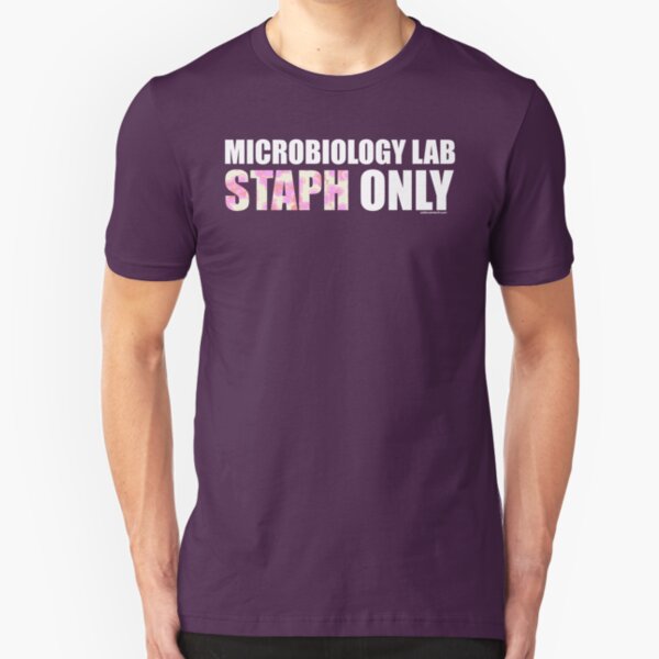Microbiology Lab - Staph Only (White / Pink) Slim Fit T-Shirt