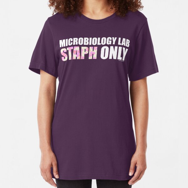 Microbiology Lab - Staph Only (White / Pink) Slim Fit T-Shirt