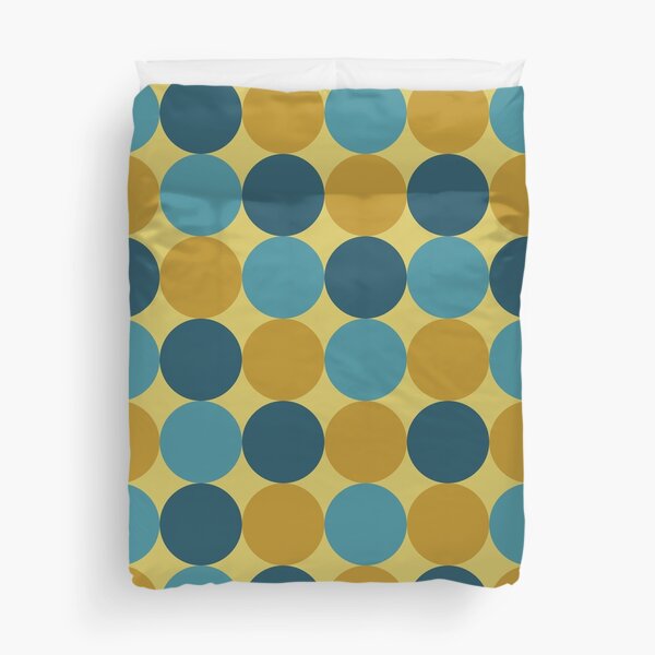 Item preview, Modern Dots Mid Century Minimalist Geometric Pattern in Teal Blue and Mustard designed and sold by kierkegaard.