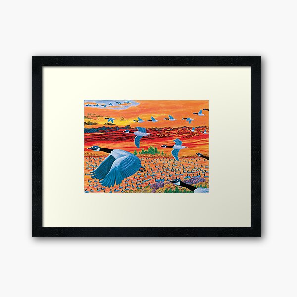 Flying Blue Geese Framed Art Print