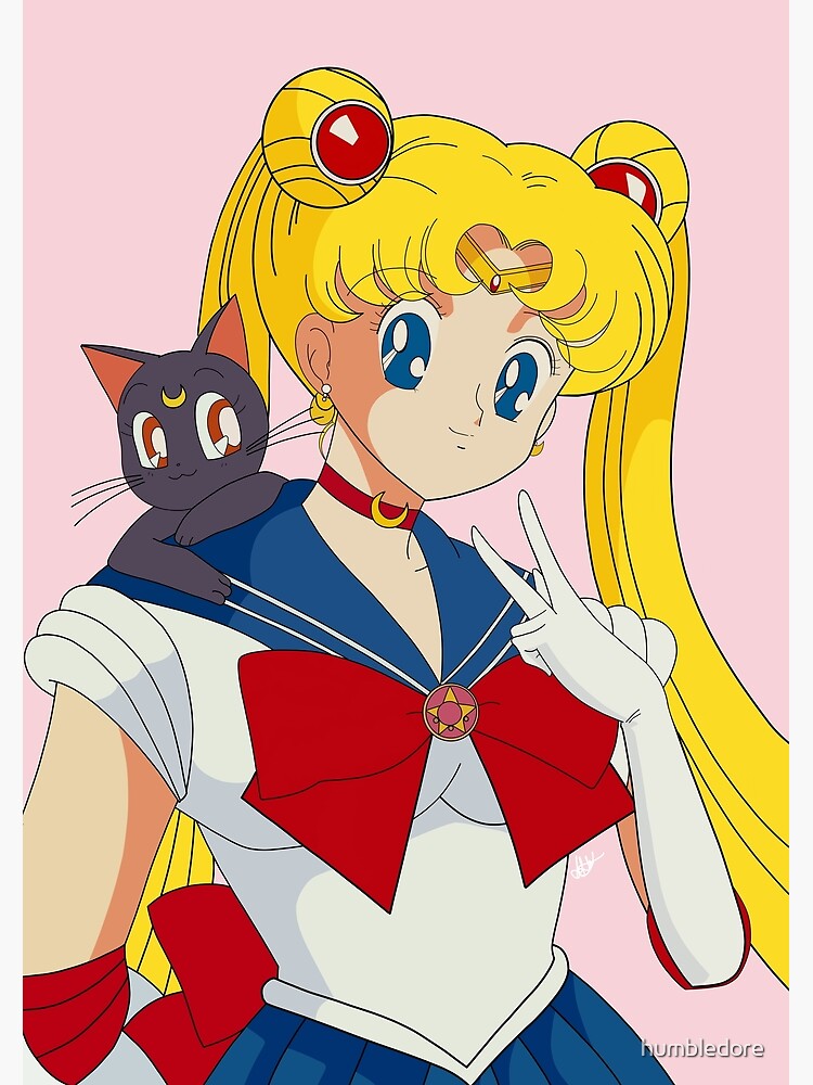 Sailor Moon With Luna Greeting Card For Sale By Humbledore Redbubble
