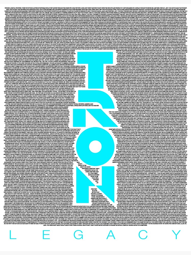 "Tron Legacy Full Script" Poster for Sale by Burritozilla Redbubble