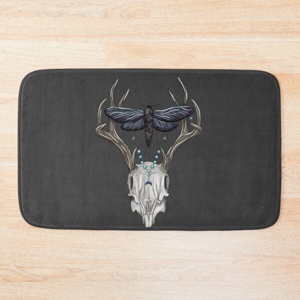 Item preview, Stag skull with moth designed and sold by BlueMothShop.