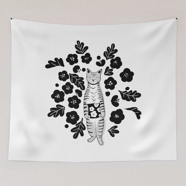 Item preview, Cat in Flowers designed and sold by jjsgarden.